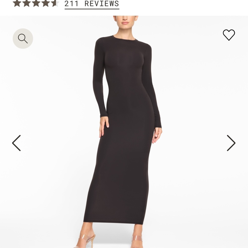 SKIMS Black Long Sleeve Maxi Dress